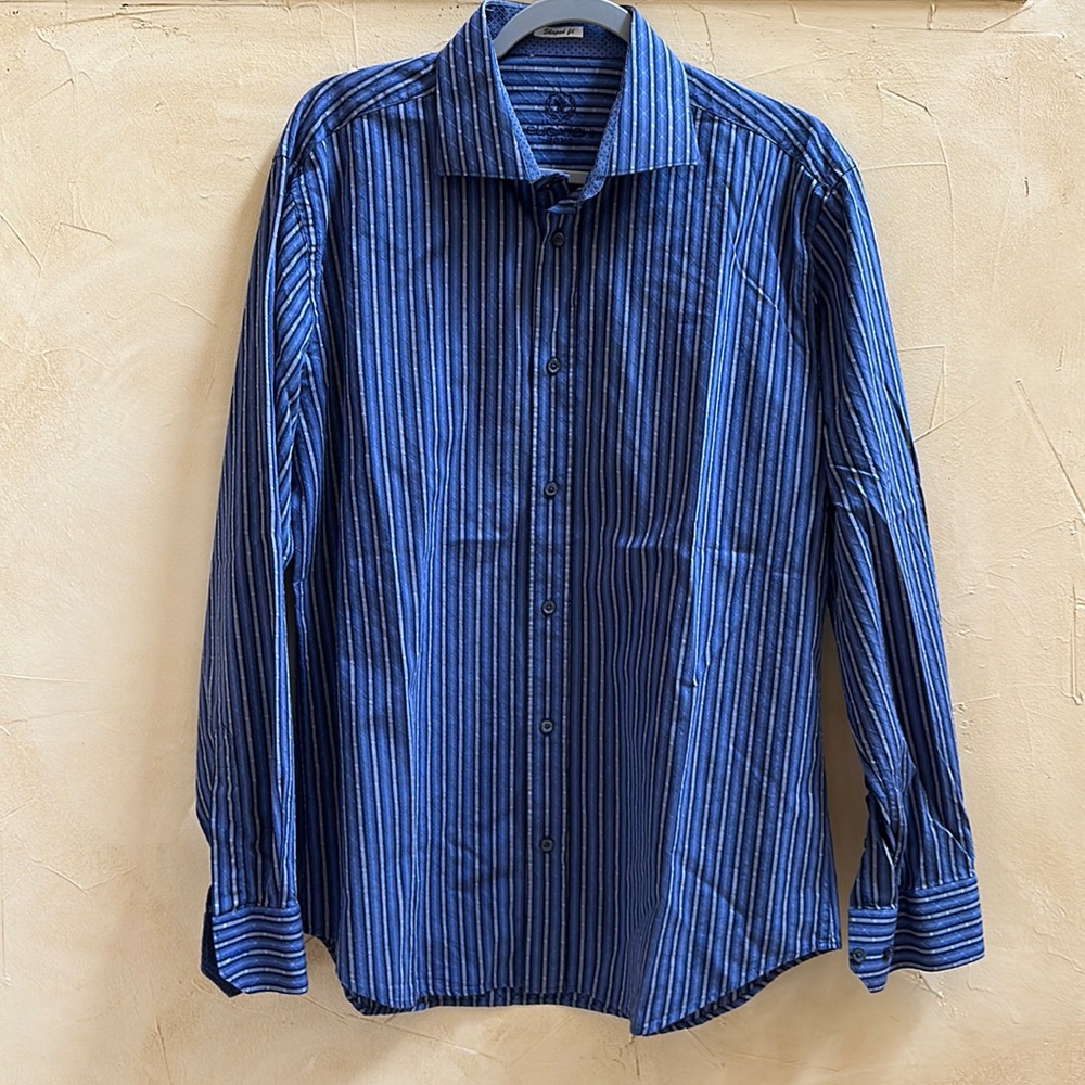 Men's BUGATCHI Striped Long Sleeve Dress Shirt